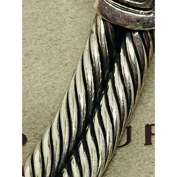 David Yurman Double Cable Sterling 18K Quatrefoil Carved Mother Pearl Bracelet - Picture 8 of 10